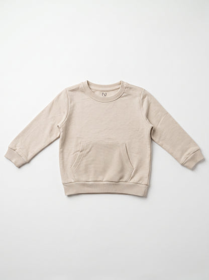 Branded Kids Pocket Accent Beige Sweatshirt Sp-06