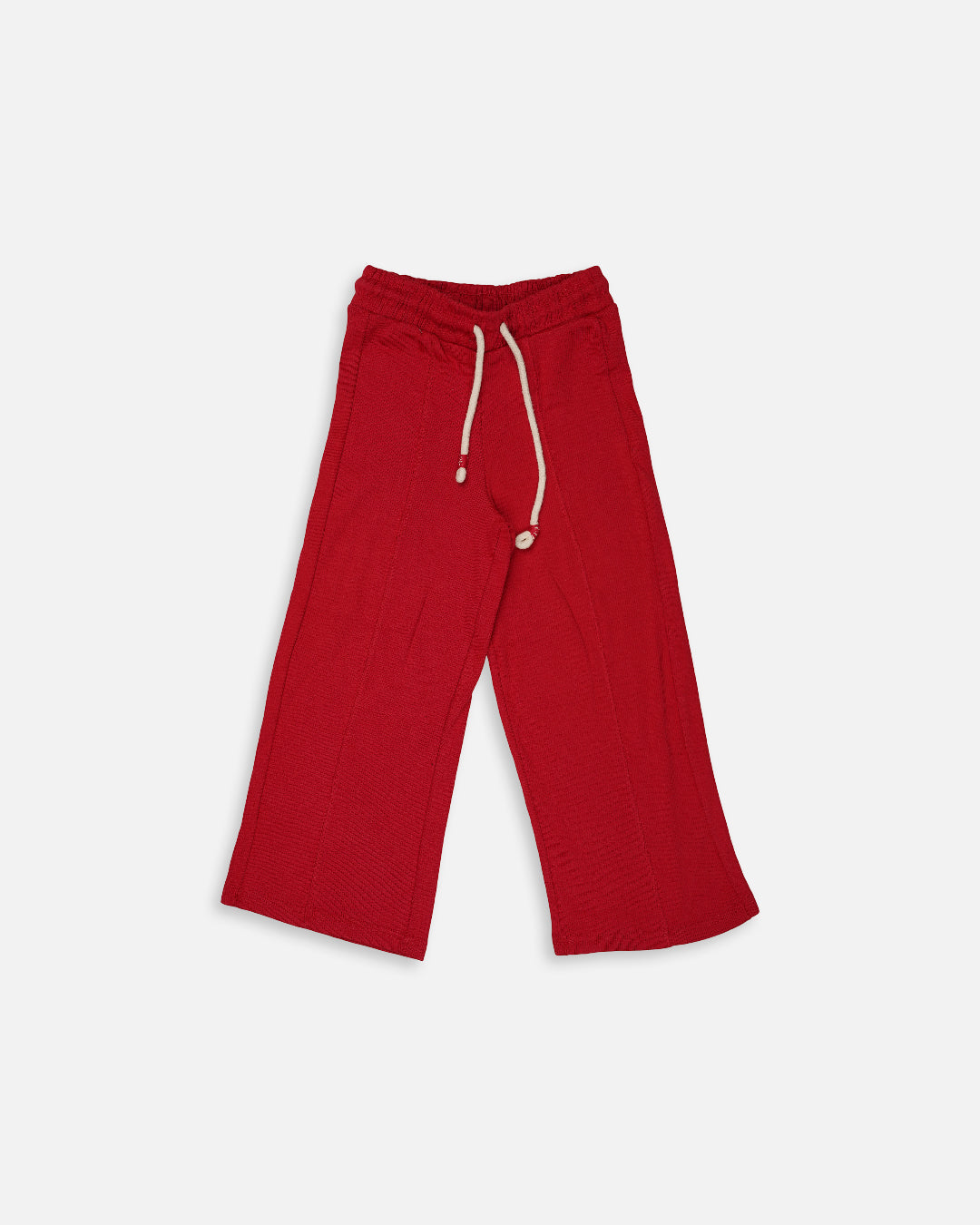 Winters Girls’ Ribbed Cotton Wide-Leg Drawstring Trousers – Cherry Red GT-07