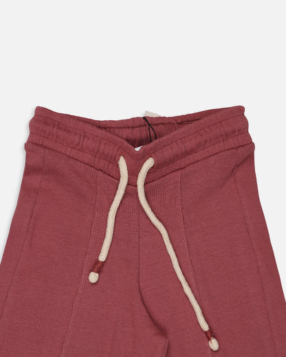Winters Girls’ Ribbed Cotton Wide-Leg Drawstring Trousers – Dusty Rose GT-04