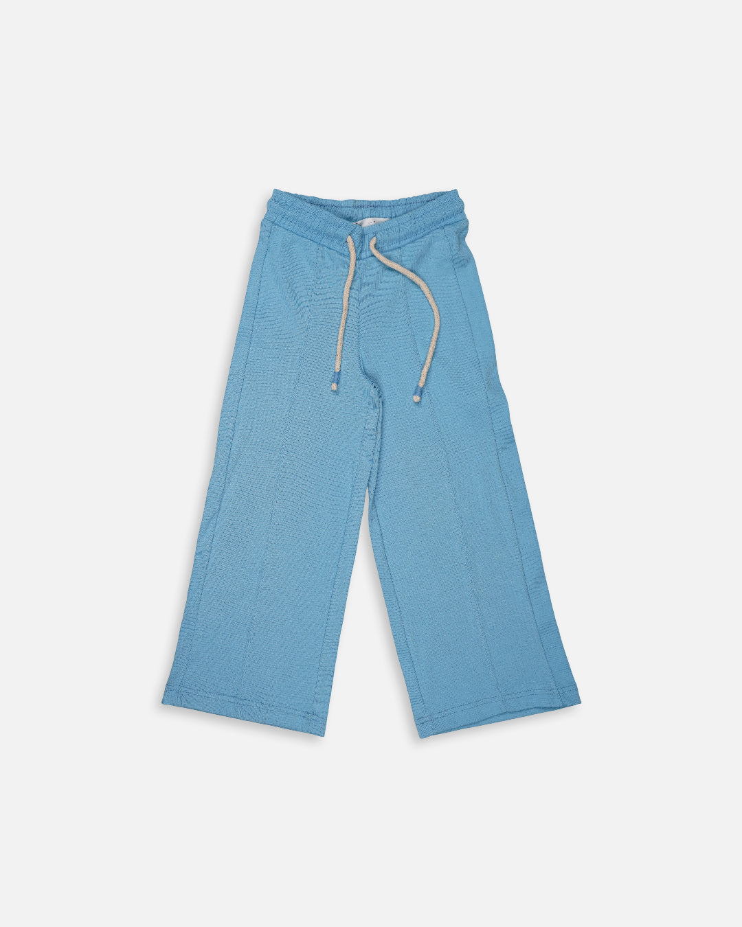 Winters Girls’ Ribbed Cotton Wide-Leg Drawstring Trousers – Sky Blue GT-05
