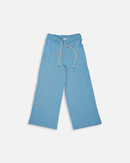 Winters Girls’ Ribbed Cotton Wide-Leg Drawstring Trousers – Sky Blue GT-05