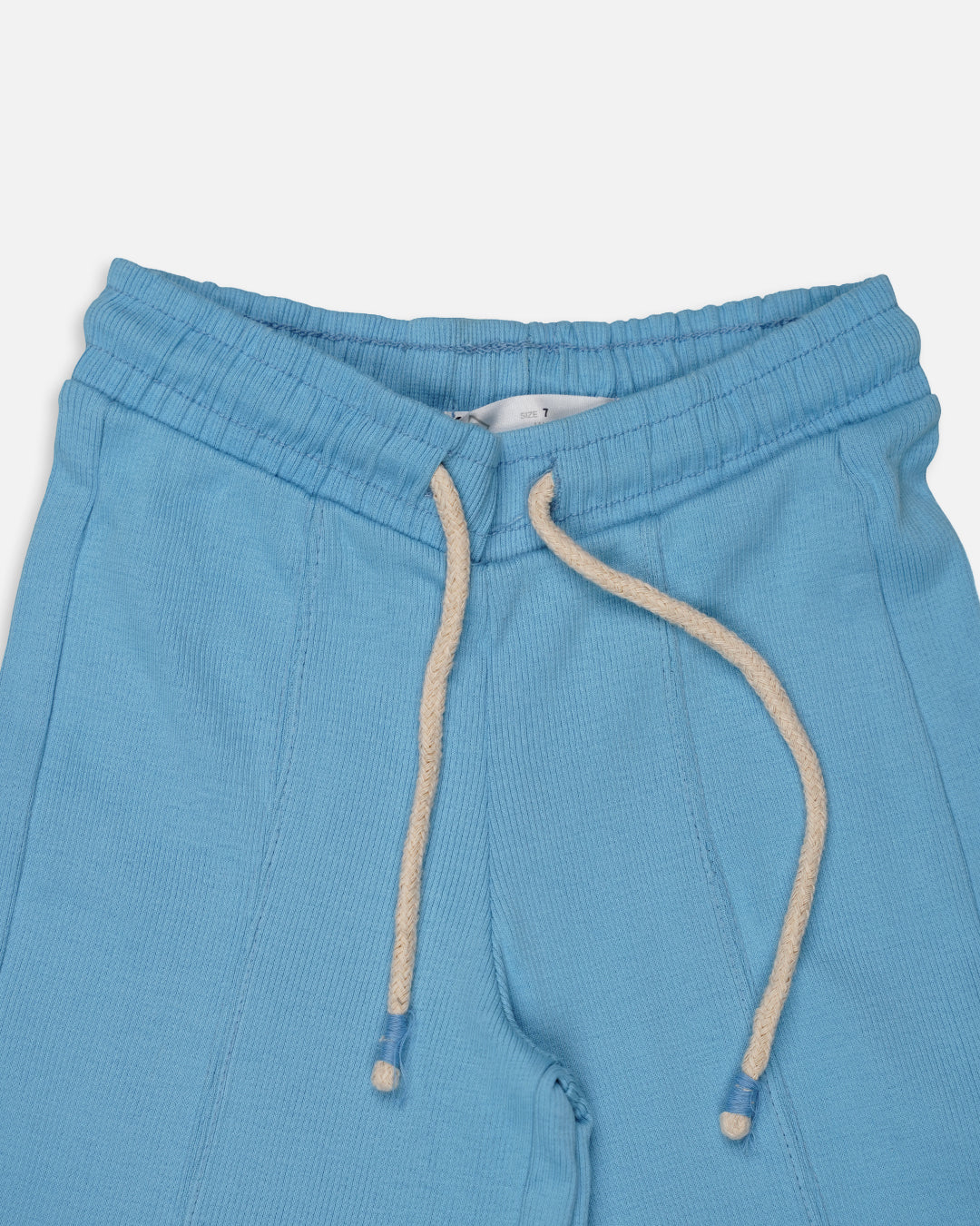 Winters Girls’ Ribbed Cotton Wide-Leg Drawstring Trousers – Sky Blue GT-05