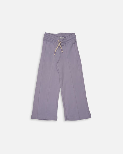 Winters Girls’ Ribbed Cotton Wide-Leg Drawstring Trousers – Lilac GT-06