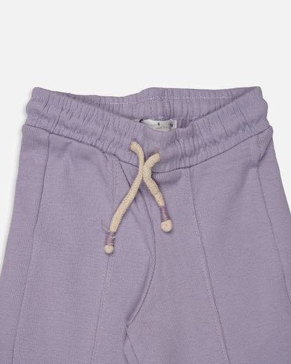 Winters Girls’ Ribbed Cotton Wide-Leg Drawstring Trousers – Lilac GT-06