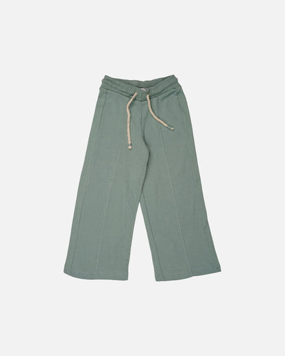 Winters Girls’ Soft Cotton Wide-Leg Drawstring Trousers – Sage Green GT-03