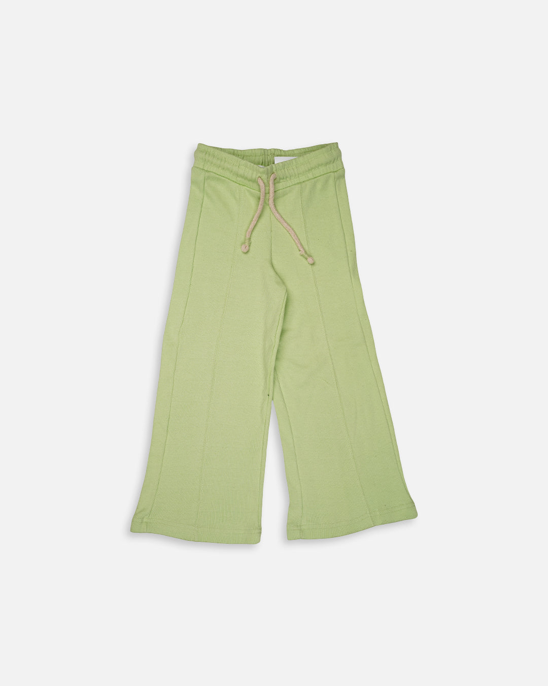 Winters Girls’ Soft Ribbed Cotton Wide-Leg Drawstring Trousers – Mint Green GT-08