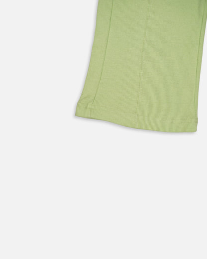 Winters Girls’ Soft Ribbed Cotton Wide-Leg Drawstring Trousers – Mint Green GT-08