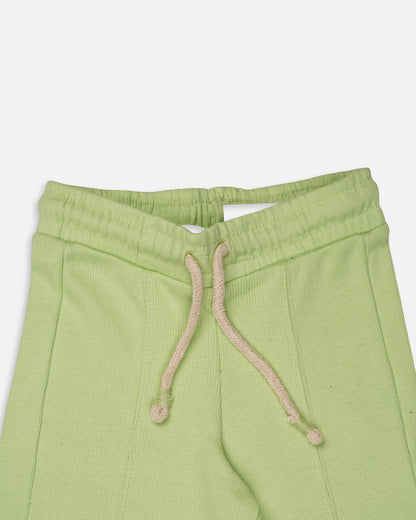 Winters Girls’ Soft Ribbed Cotton Wide-Leg Drawstring Trousers – Mint Green GT-08