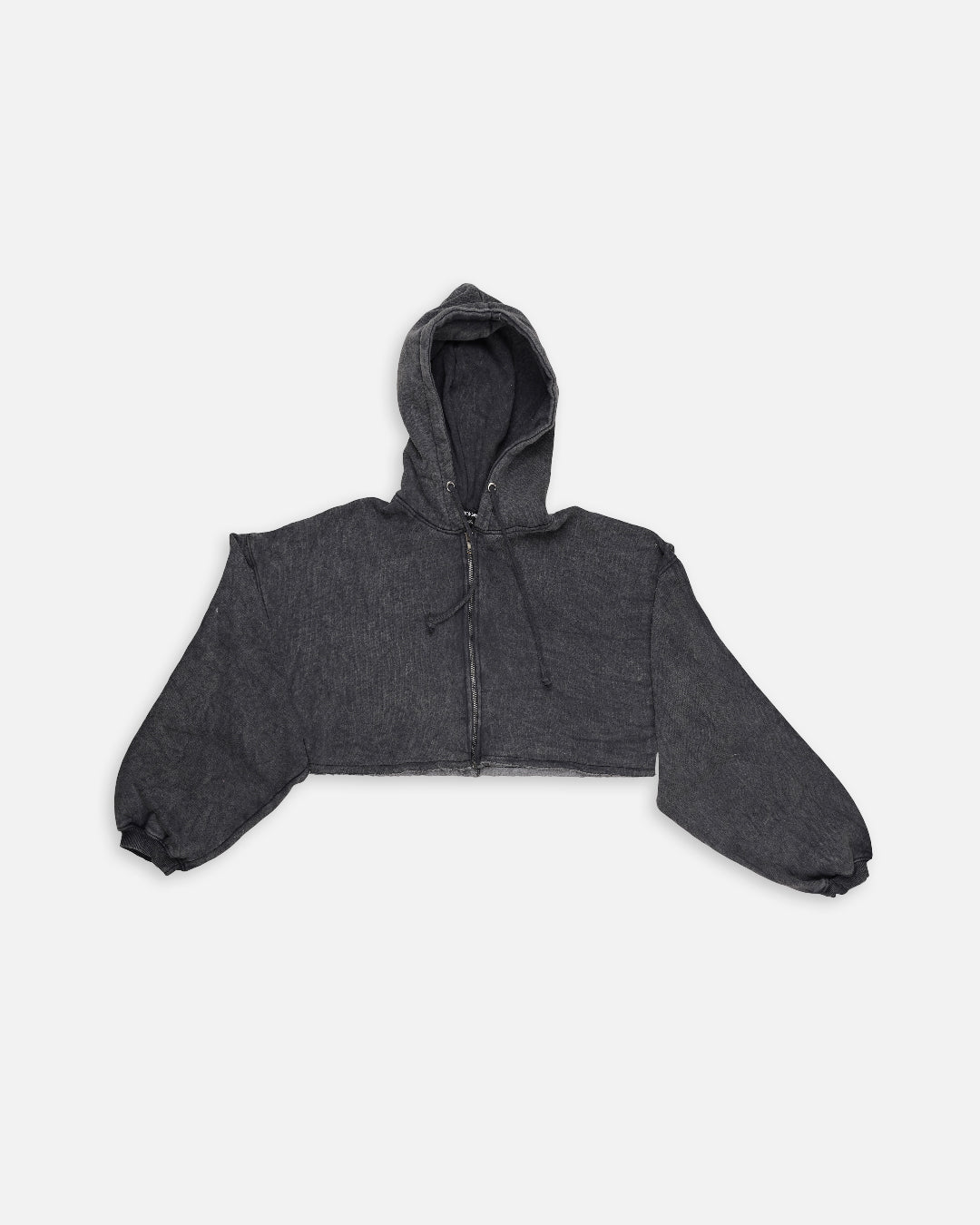 Fashion Nva Branded Women’s Washed Cropped Zip Hoodie – Charcoal Black FNWJ-02