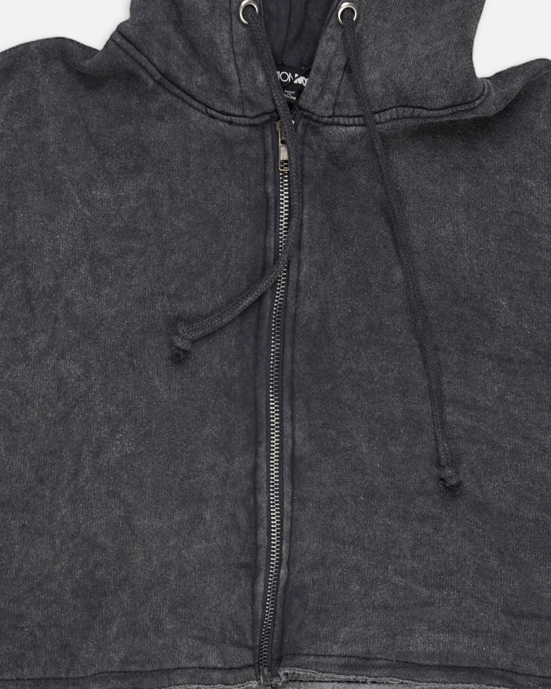 Fashion Nva Branded Women’s Washed Cropped Zip Hoodie – Charcoal Black FNWJ-02