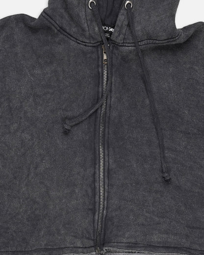 Fashion Nva Branded Women’s Washed Cropped Zip Hoodie – Charcoal Black FNWJ-02