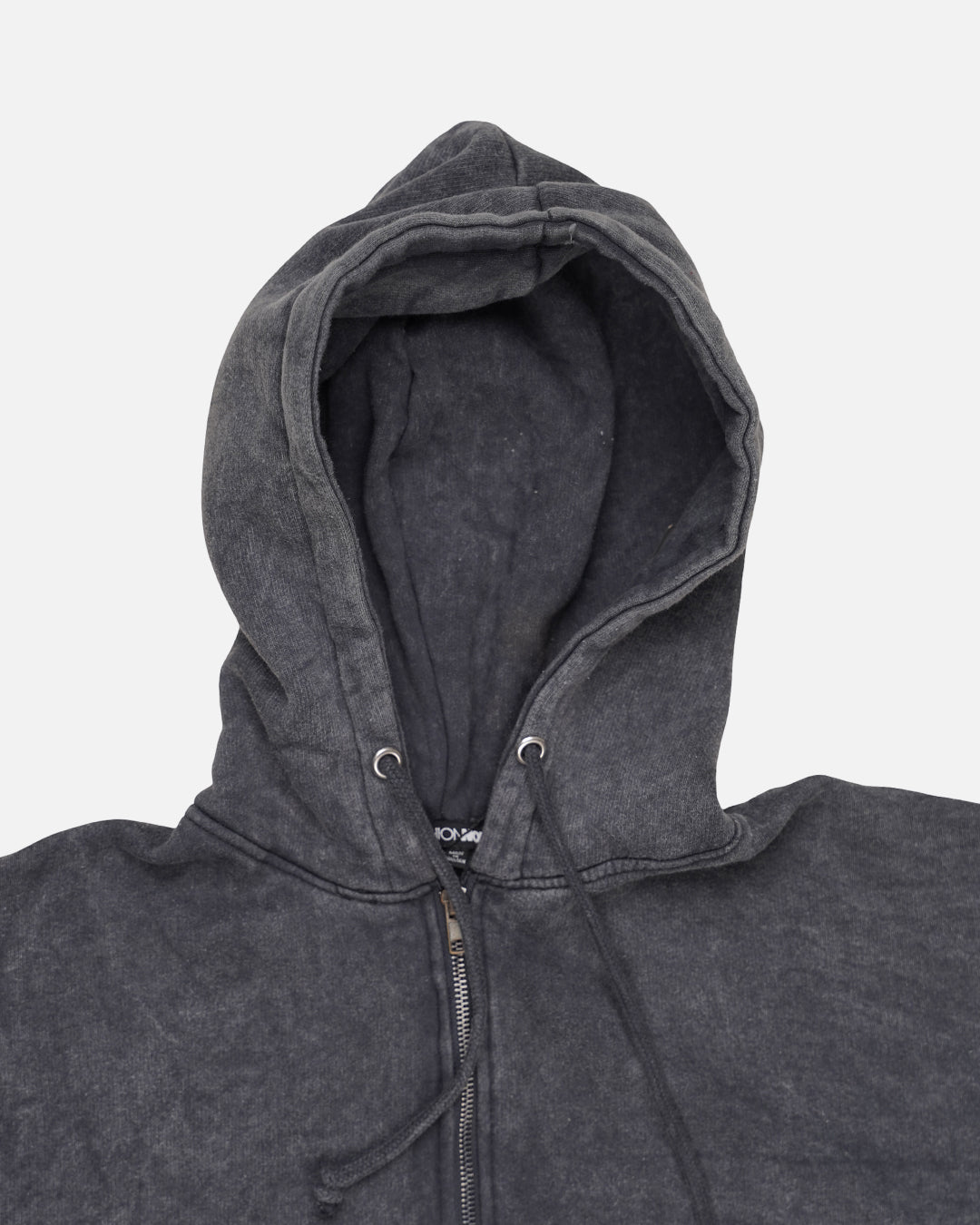 Fashion Nva Branded Women’s Washed Cropped Zip Hoodie – Charcoal Black FNWJ-02