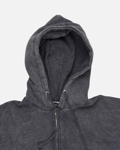 Fashion Nva Branded Women’s Washed Cropped Zip Hoodie – Charcoal Black FNWJ-02