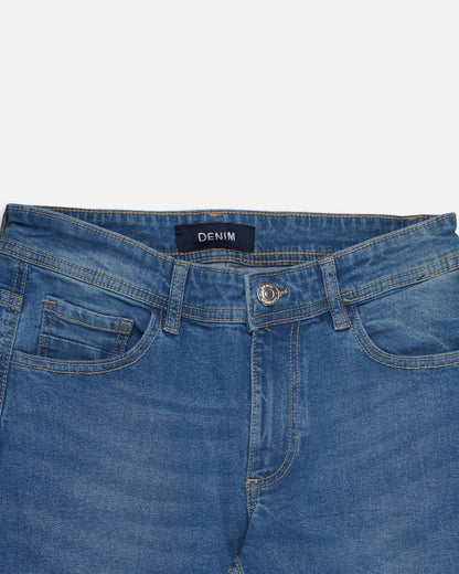 Denm Branded Men’s Slim-Fit Stretch Mid-Blue Denim Jeans MJ-11