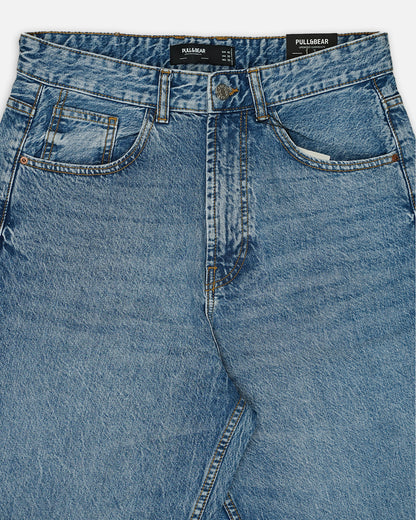 PullNBear Branded Men's Baggy Fit Denim Jeans - Blue MJ-16
