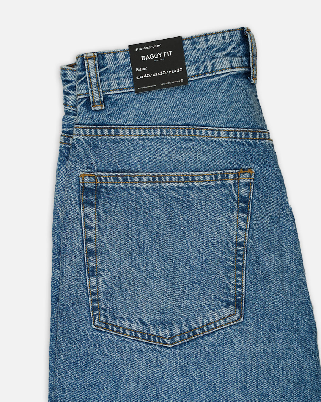 PullNBear Branded Men's Baggy Fit Denim Jeans - Blue MJ-16