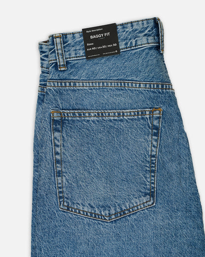 PullNBear Branded Men's Baggy Fit Denim Jeans - Blue MJ-16