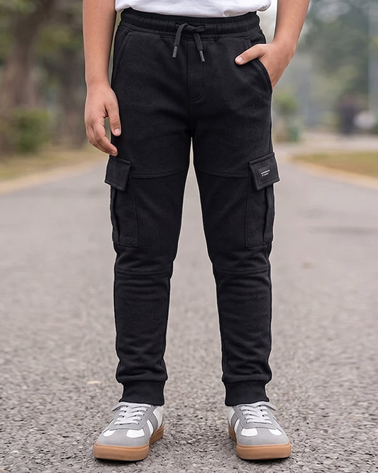 Zarraa Branded Unisex Black Cargo Jogger Trouser KUT-02
