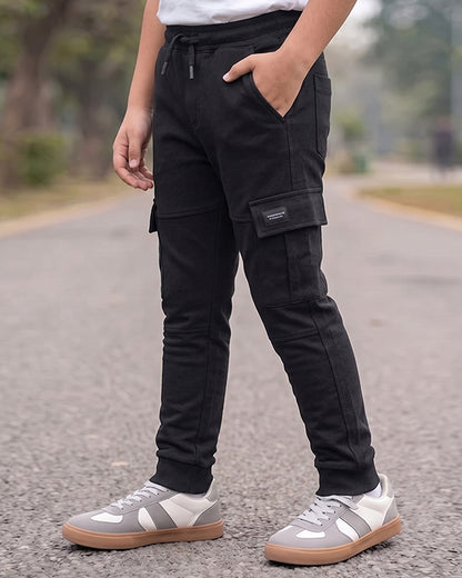 Zarraa Branded Unisex Black Cargo Jogger Trouser KUT-02