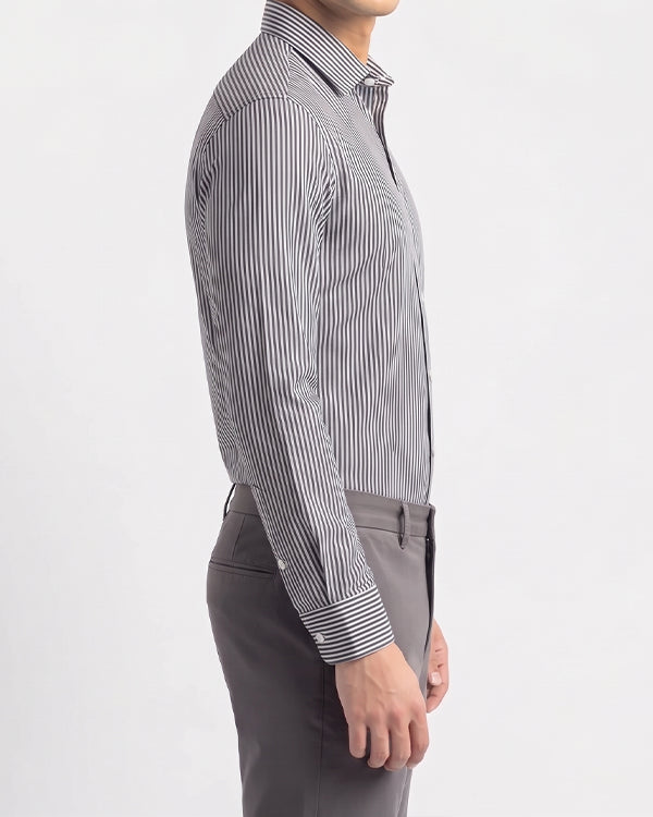 Michael Krs Branded Men's Slim Fit Striped Shirt White & Black Color MFS-09