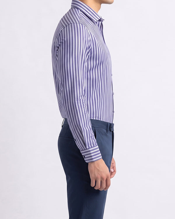 Calvy Klien Branded Men’s Blue & White Vertical Striped Shirt MFS-18