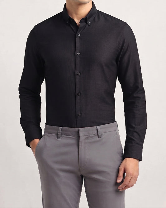 Zelig Branded Mens Formal Shirt-Jet Black MFS-37