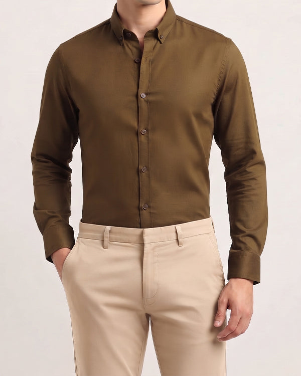 Zelig Branded Mens Formal Shirt-Dark Camel MFS-44