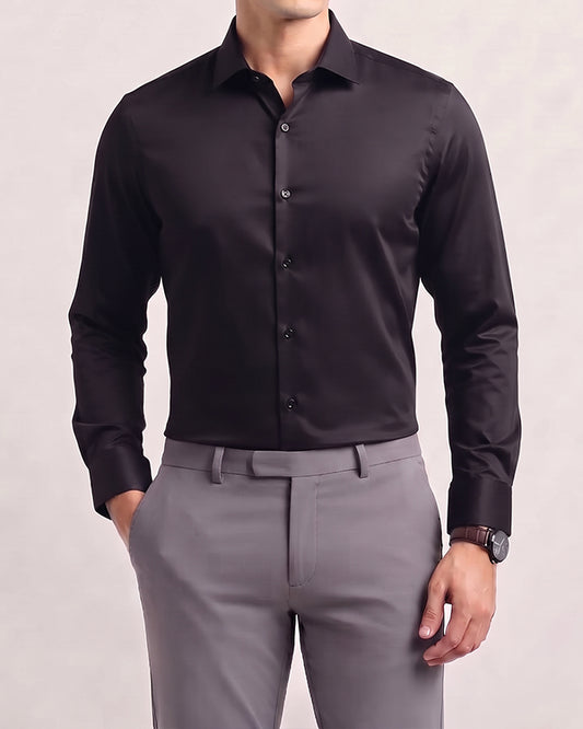 Branded Mens Semi-Formal Shirt-Black MFS-53