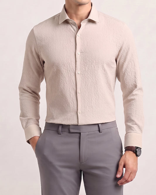 Branded Mens Formal Shirt-Beige MFS-55
