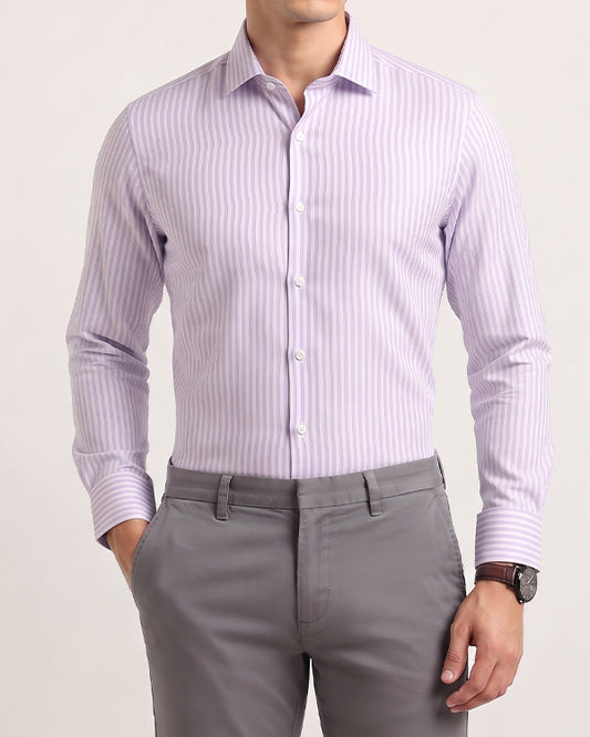 Calvy Klien Branded Mens Formal Shirt-Sky Blue and White Stripes MFS-63