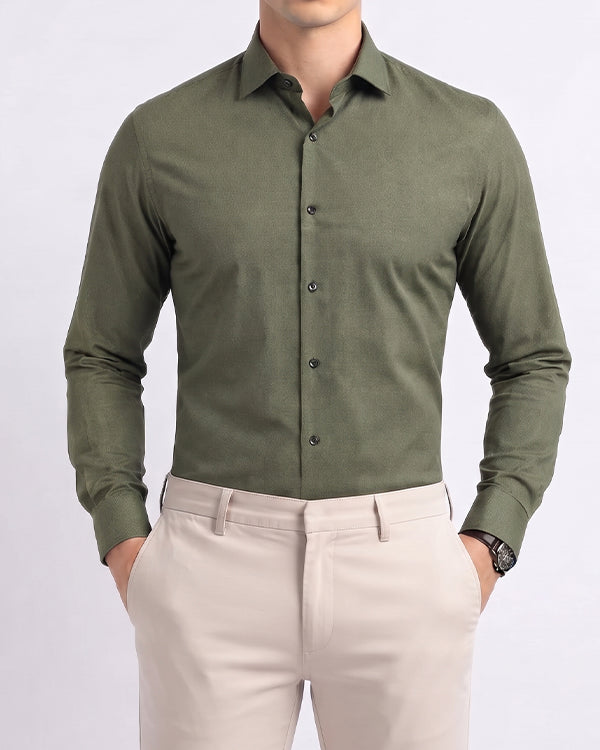 Branded Mens Formal Shirt-Olive Green MFS-68