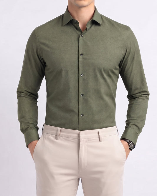 Branded Mens Formal Shirt-Olive Green MFS-68