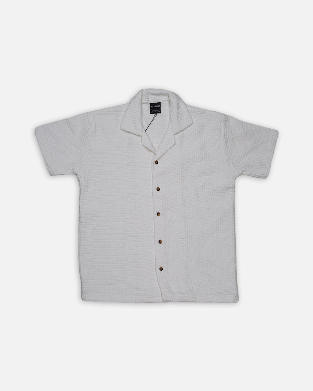 PullNBear Branded Men’s Textured Short Sleeve Button-Down Shirt MCS-24