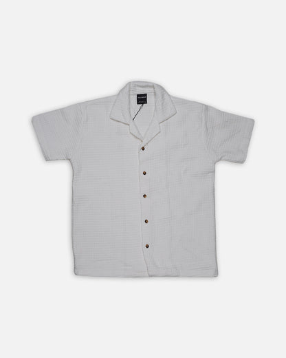 PullNBear Branded Men’s Textured Short Sleeve Button-Down Shirt MCS-24