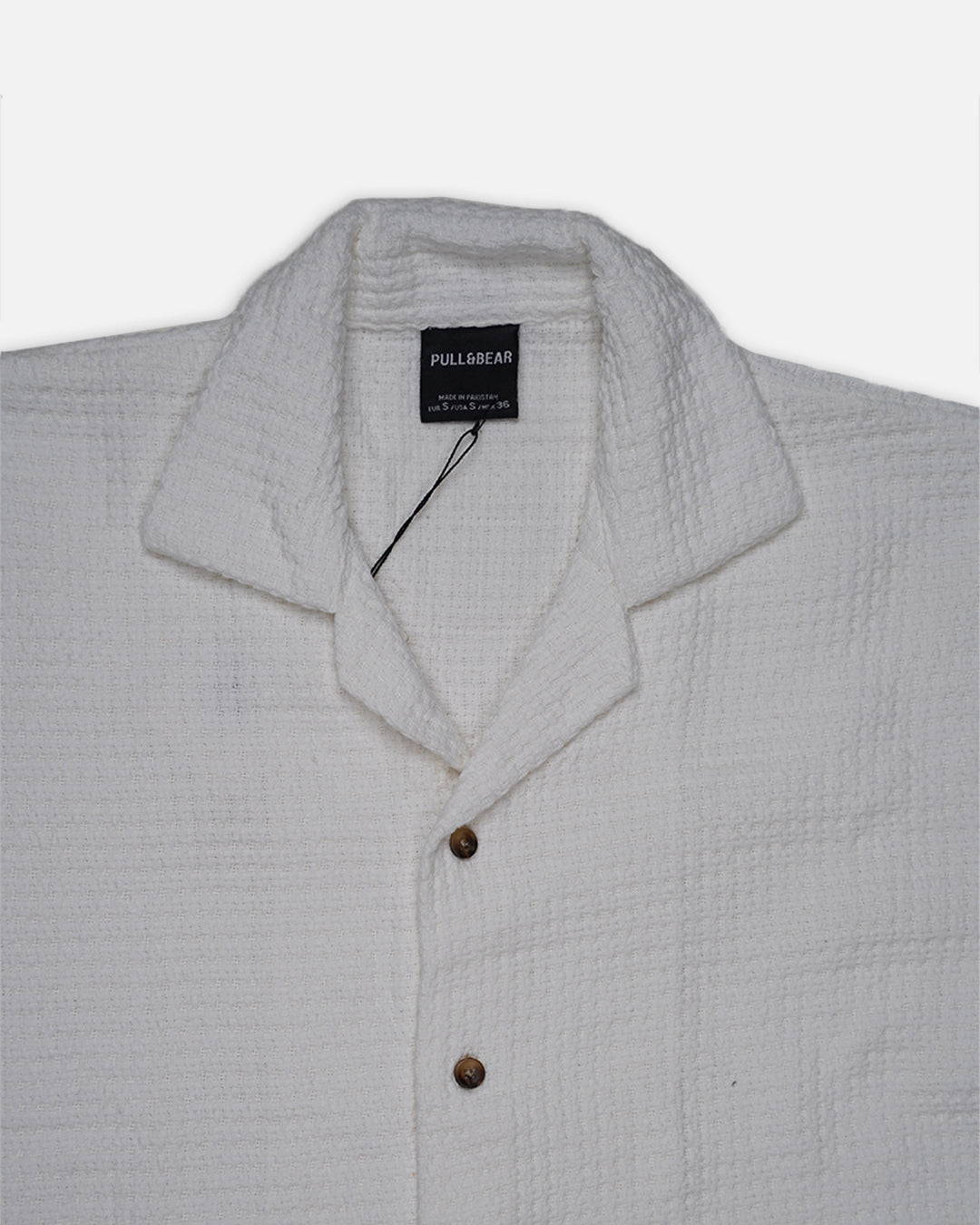 PullNBear Branded Men’s Textured Short Sleeve Button-Down Shirt MCS-24