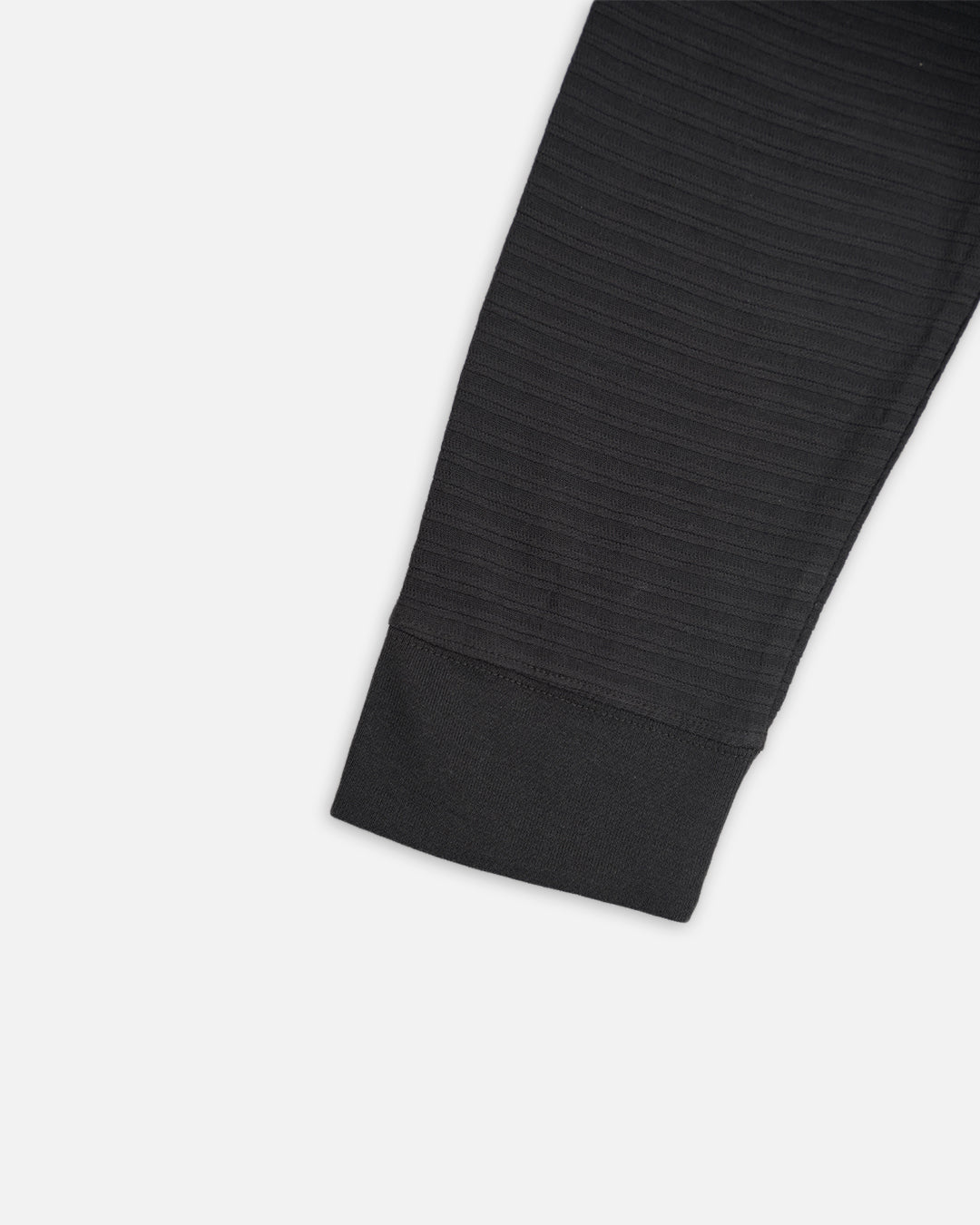 Mutual Wave Branded Men’s Textured Henley Neck Long Sleeve T-Shirt - Black MFT-01