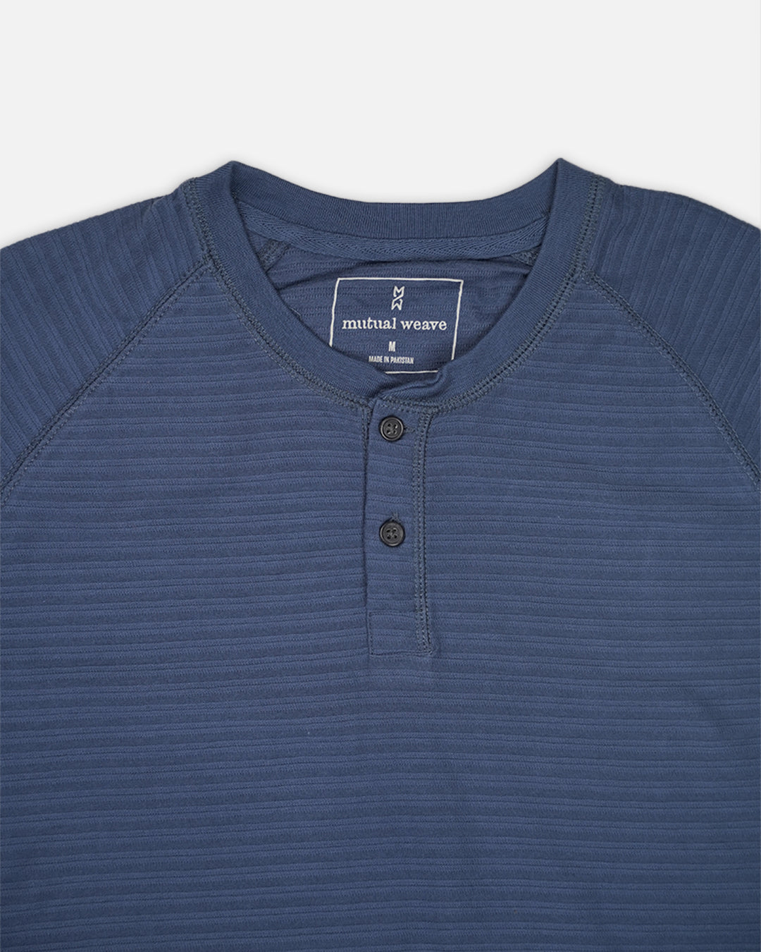 Mutual Wave Branded Men’s Textured Henley Neck Long Sleeve T-Shirt – Deep Ocean Blue MFT-03