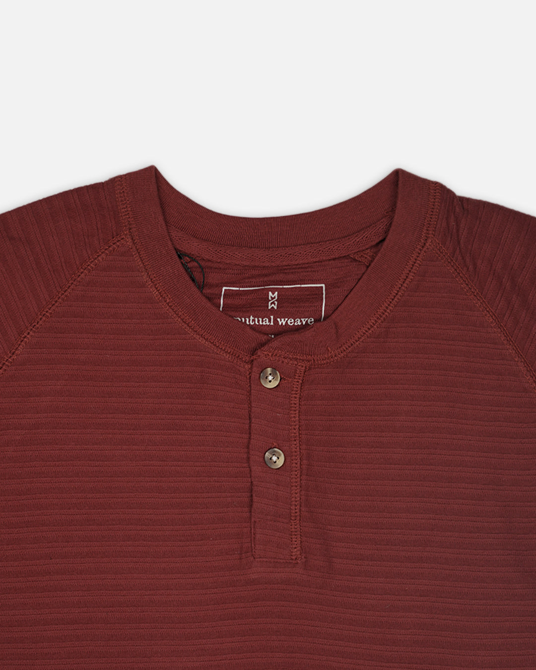 Mutual Wave Branded Men’s Textured Henley Neck Long Sleeve T-Shirt – Maroon MFT-04