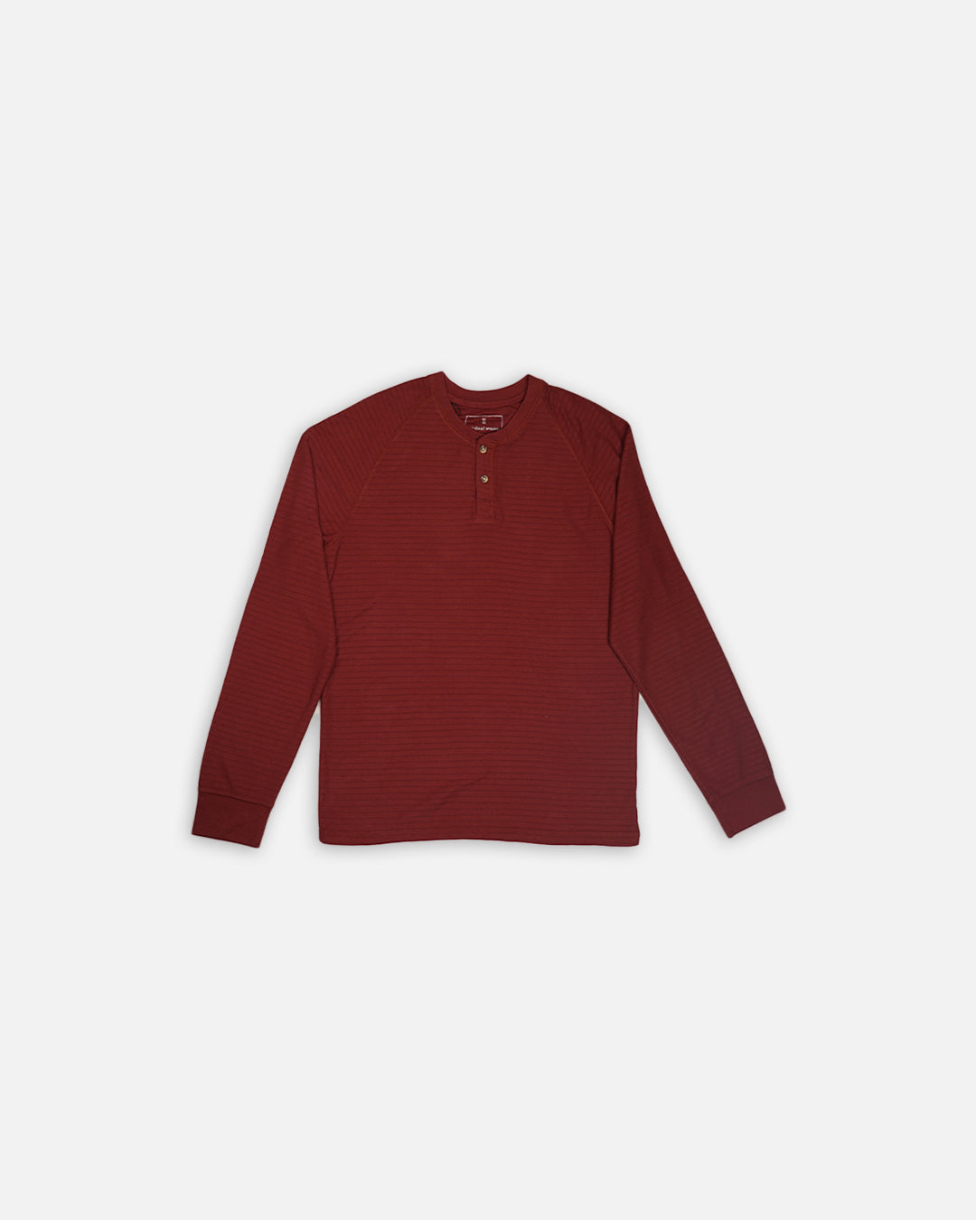 Mutual Wave Branded Men’s Textured Henley Neck Long Sleeve T-Shirt – Maroon MFT-04