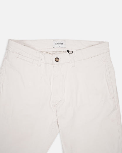 SILBAN Branded Men's Off White Slim-Fit Cotton Chinos Branded MCP-26