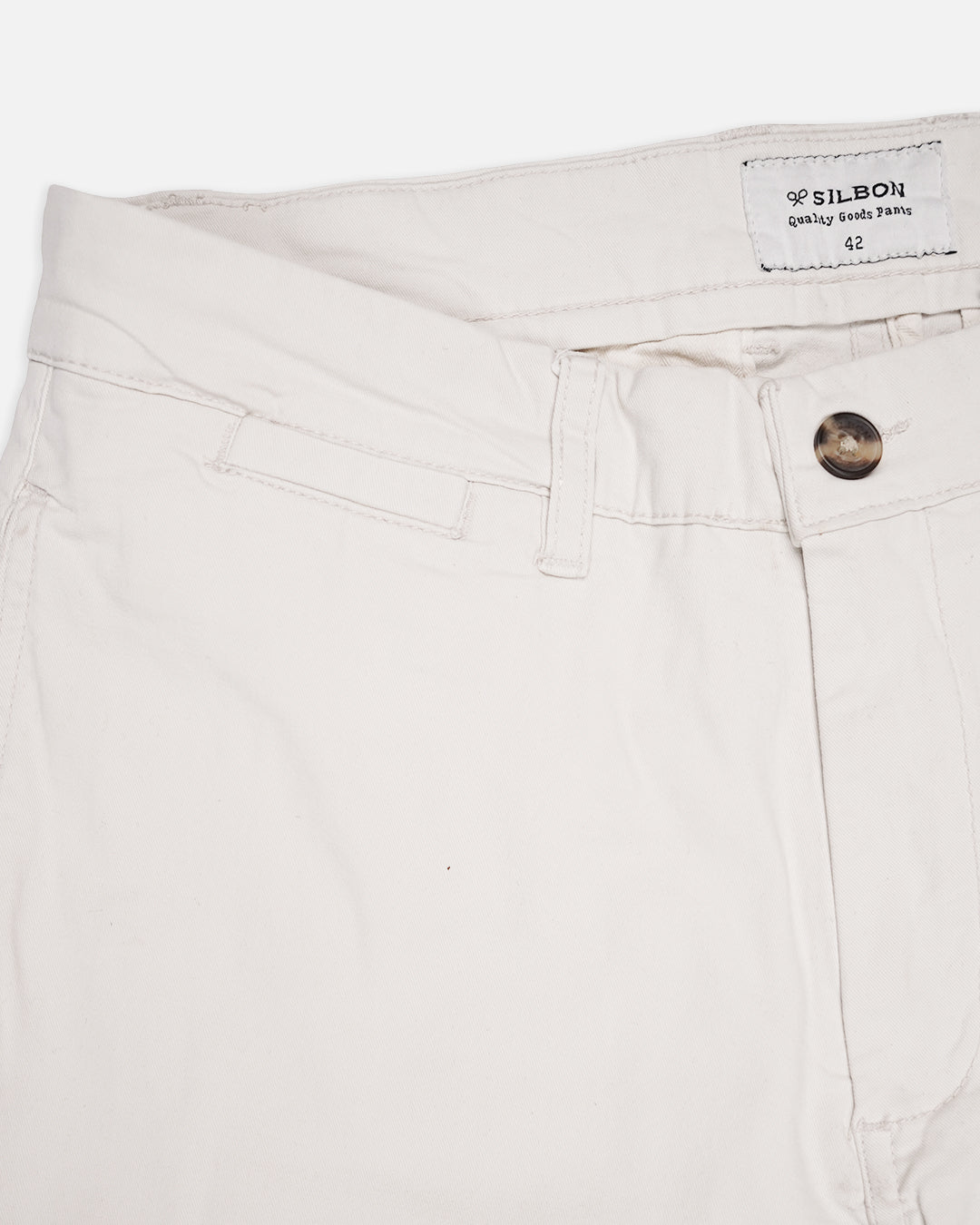 SILBAN Branded Men's Off White Slim-Fit Cotton Chinos Branded MCP-26