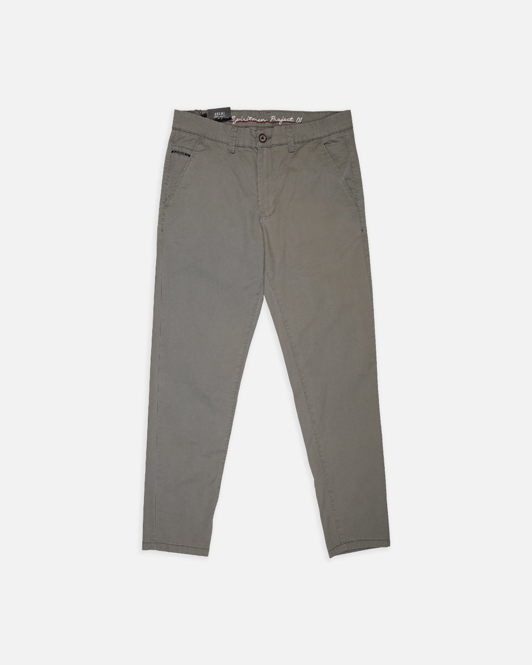 Zelig Branded Men's Grey Color Slim-Fit Cotton Chinos Branded MCP-28