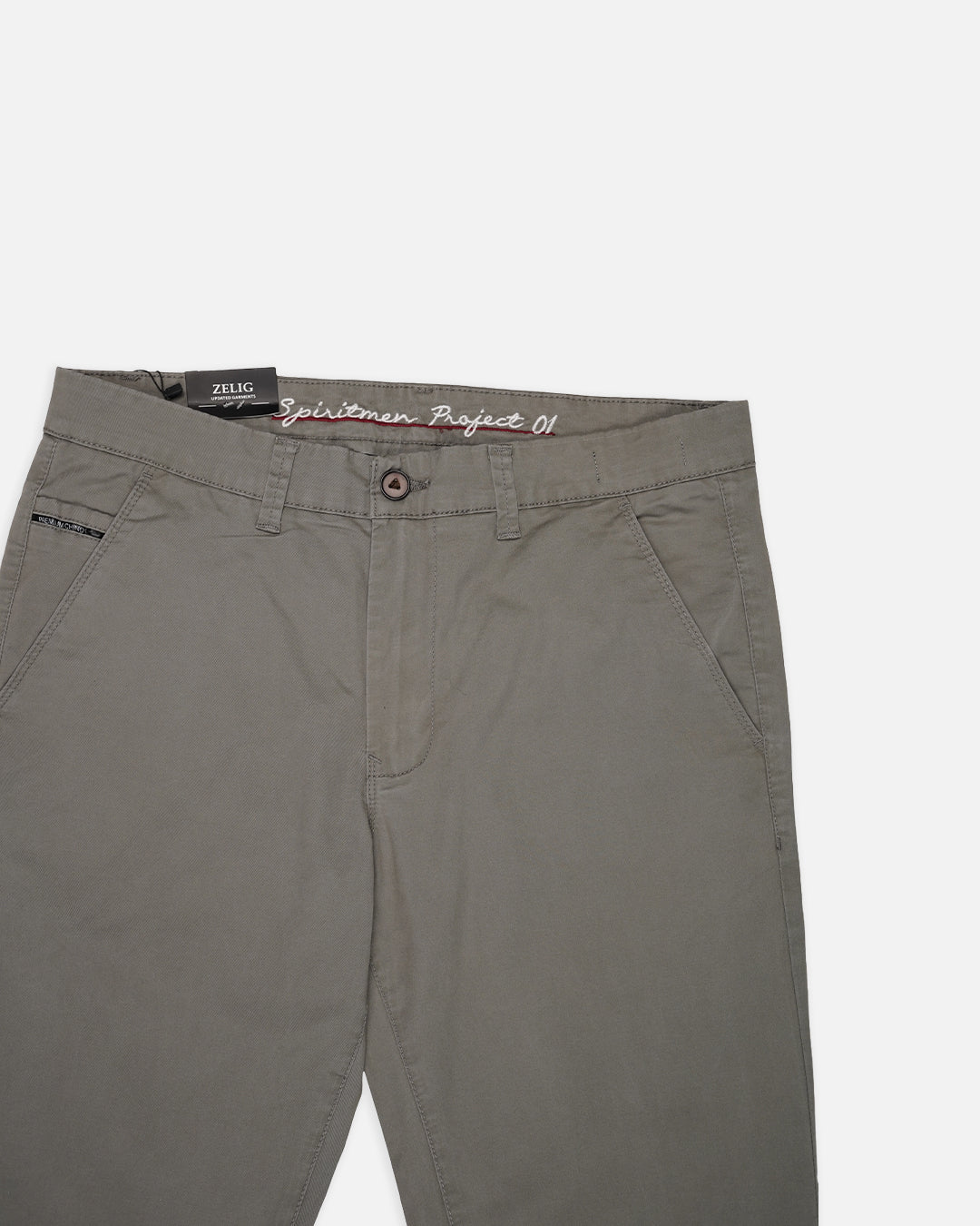 Zelig Branded Men's Grey Color Slim-Fit Cotton Chinos Branded MCP-28