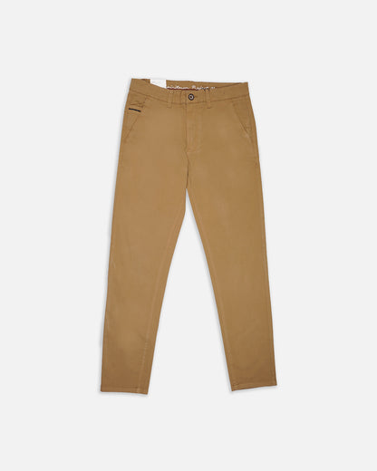 Zelig Branded Men's Brown Color Slim-Fit Cotton Chinos Branded MCP-30