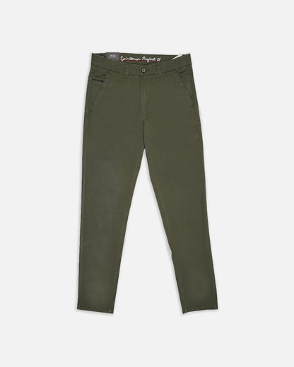 Zelig Branded Men's Olive Green Color Slim-Fit Cotton Chinos Branded MCP-27