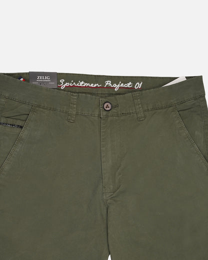 Zelig Branded Men's Olive Green Color Slim-Fit Cotton Chinos Branded MCP-27