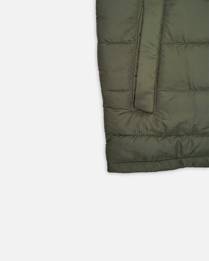 Zelig Branded Men’s Olive Quilted Puffer Vest – Winter Premium Sleeveless Jacket MWJ-11