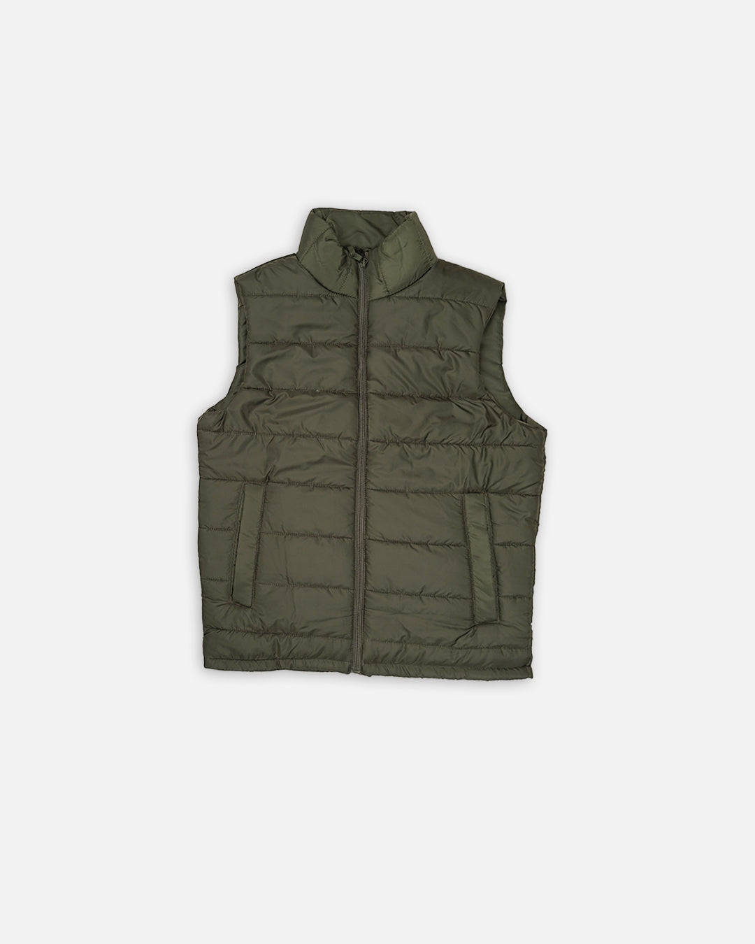 Zelig Branded Men’s Olive Quilted Puffer Vest – Winter Premium Sleeveless Jacket MWJ-11