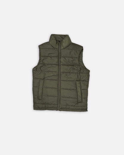 Zelig Branded Men’s Olive Quilted Puffer Vest – Winter Premium Sleeveless Jacket MWJ-11