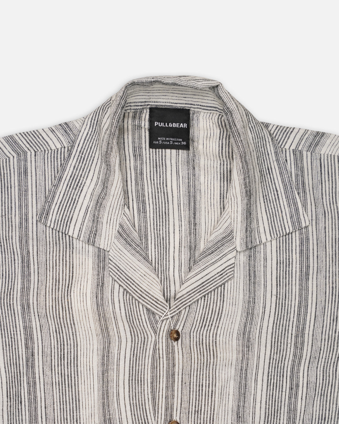 PullNBear Branded Men’s Striped Resort Collar Short-Sleeve Shirt MCS-27